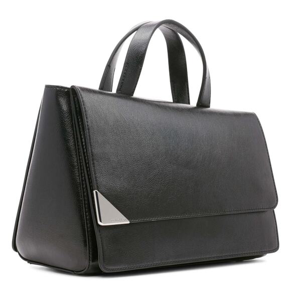 Calvin Klein Basalt Flap Top Handle Satchel, PU Leather, MSRP $188 Handbag - Picture 1 of 10